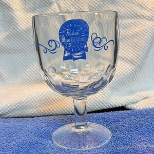 Pabst Blue Ribbon Glass Goblet - Blue